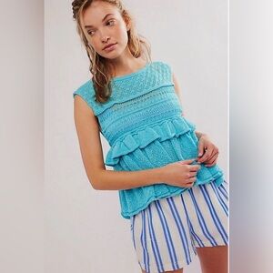 Women's Sleeveless Knit Sweater - Blue Free People
